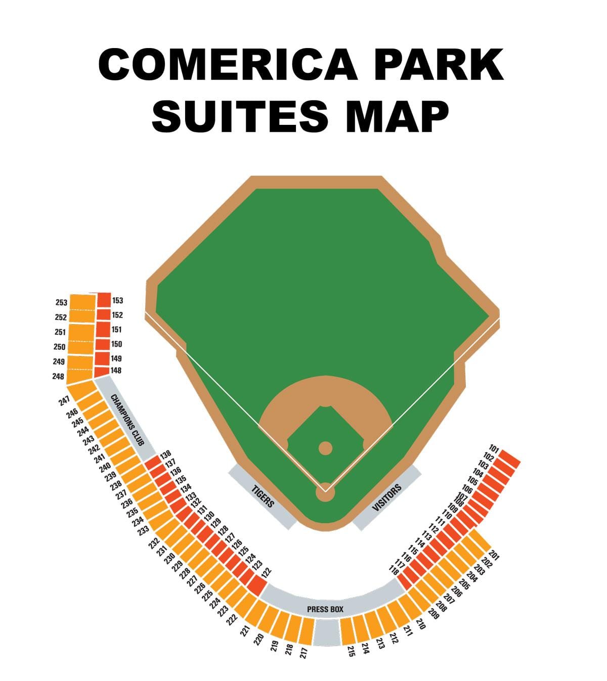 comerica ਪਾਰਕ ਨਕਸ਼ਾ ਬੈਠਣ